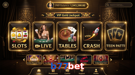 Main screen of B77bet casino page for PK players