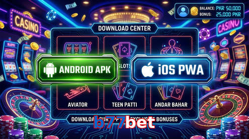 Main screen of B77bet download page for PK players