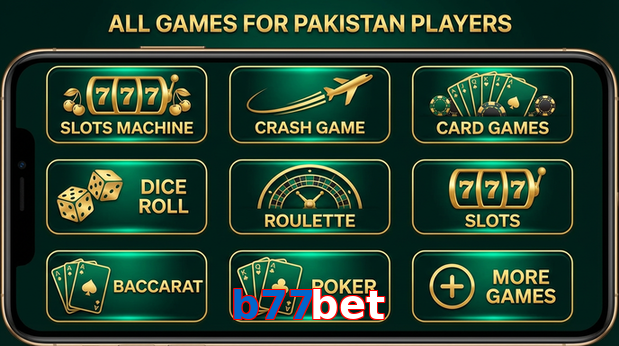 Main screen of B77bet games page for PK players